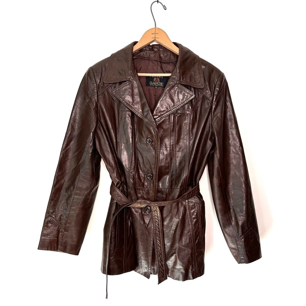 Avant Garde | Vintage Brown Button Down Leather Trench Coat